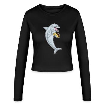 Delfin Taco - Frauen Slim Fit Langarmshirt - Schwarz - Vorne - AI Model Female 172 light (172cm)