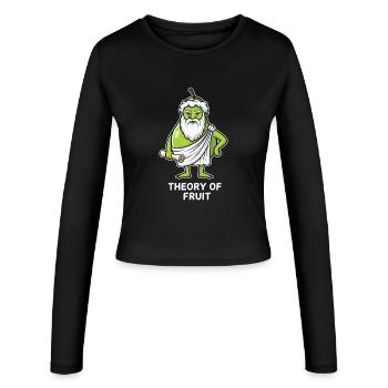 Frucht-Theorie Grüner Philosoph Birne - Frauen Slim Fit Langarmshirt - Schwarz - Vorne - AI Model Female 172 light (172cm)