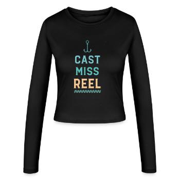 Anchor and Waves Cast Miss Reel - Women's Slim Fit Longsleeve - black - Front - AI Model Female 172 light (172cm)