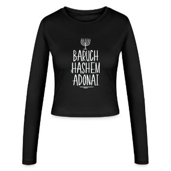 Baruch HaShem Adonai - Manches longues slim fit Femme - noir - Devant - AI Model Female 172 light (172cm)