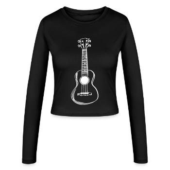 Dessin de ukulélé - Manches longues slim fit Femme - noir - Devant - AI Model Female 172 light (172cm)