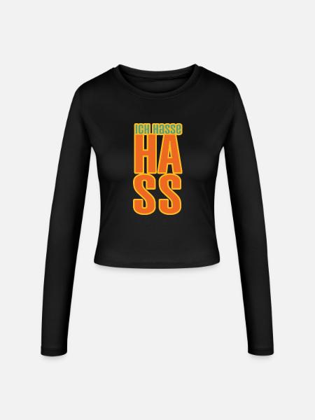 Gegen Hass - Frauen Slim Fit Langarmshirt - Schwarz