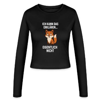 Fuchswitz: Explain? Actually, no - Women's Slim Fit Longsleeve - black - Front - AI Model Female 172 light (172cm)