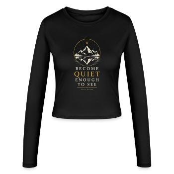 Quiet Mountain Reflection - Women's Slim Fit Longsleeve - black - Front - AI Model Female 172 light (172cm)