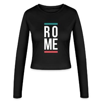 Rome City Bold Typography-Design - Frauen Slim Fit Langarmshirt - Schwarz - Vorne - AI Model Female 172 light (172cm)
