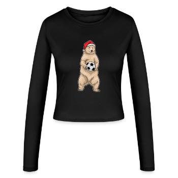 Ours Noël Football - Manches longues slim fit Femme - noir - Devant - AI Model Female 172 light (172cm)