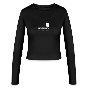 Kawaii Weiße Katze Nothing - Frauen Slim Fit Langarmshirt - Schwarz - Vorne - AI Model Female 172 light (172cm)