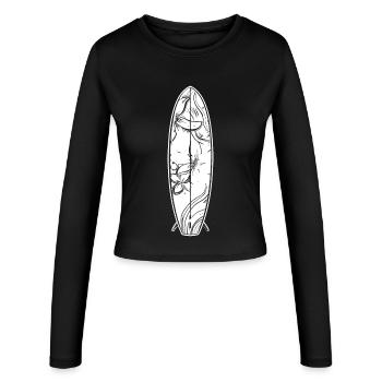 Cartoon Surfboard - Women's Slim Fit Longsleeve - black - Front - AI Model Female 172 light (172cm)