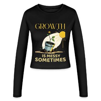 Growth metaphor with flower in pot - Women's Slim Fit Longsleeve - black - Front - AI Model Female 172 light (172cm)