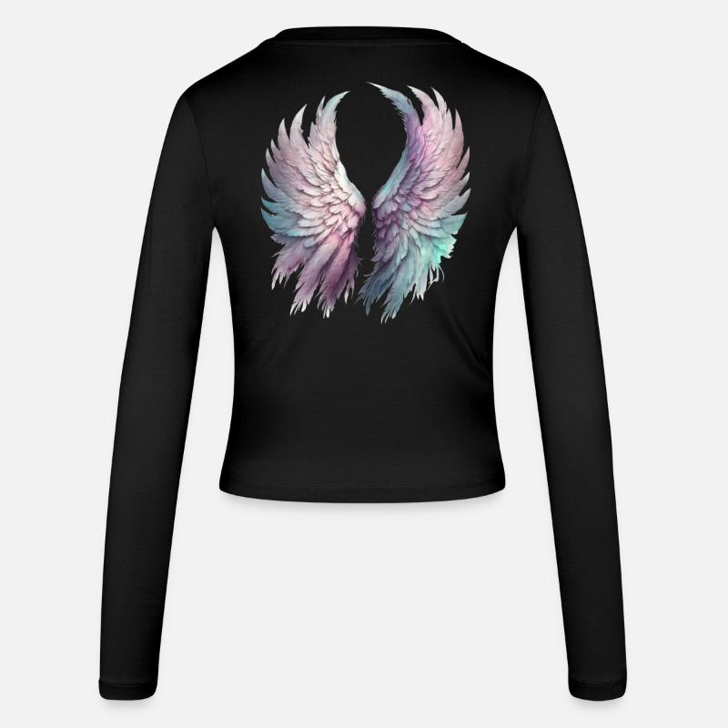 Ätherische Pastellflügel - Frauen Slim Fit Langarmshirt - Schwarz