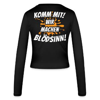 Komm mit! Wir machen Blödsinn! - Frauen Slim Fit Langarmshirt - Schwarz - Hinten - AI Model Female 172 light (172cm)