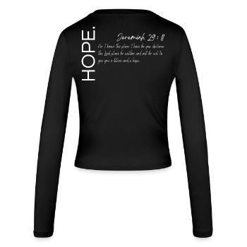 Hoffnung - Jeremia 29:11 Christliches Design - Frauen Slim Fit Langarmshirt - Schwarz - Hinten - AI Model Female 172 light (172cm)
