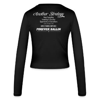 Another Strategy Forever - Frauen Slim Fit Langarmshirt - Schwarz - Hinten - AI Model Female 172 light (172cm)