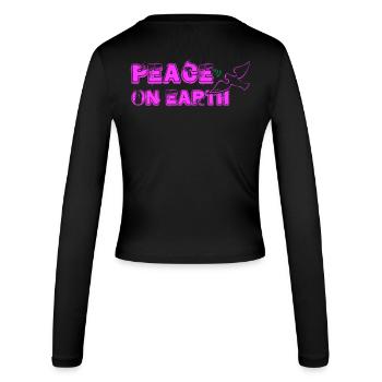 Peace on Earth with Bird pink - Women's Slim Fit Longsleeve - black - Back - AI Model Female 172 light (172cm)