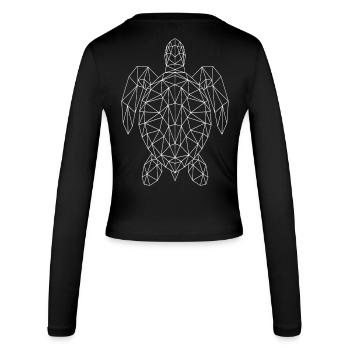 Geometrische Meeresschildkröten-Weiße Silhouette - Frauen Slim Fit Langarmshirt - Schwarz - Hinten - AI Model Female 172 light (172cm)