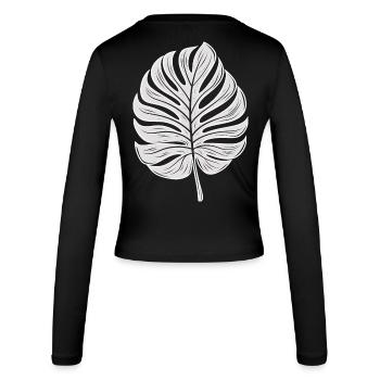Cool Monstera Leaf, Plants Motif - Women's Slim Fit Longsleeve - black - Back - AI Model Female 172 light (172cm)