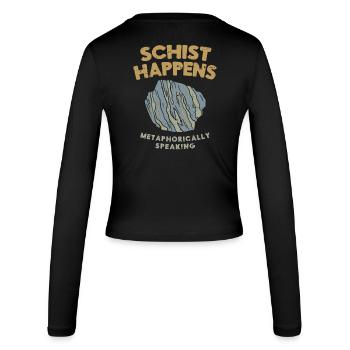 Geology stones geologist saying pun - Women's Slim Fit Longsleeve - black - Back - AI Model Female 172 light (172cm)
