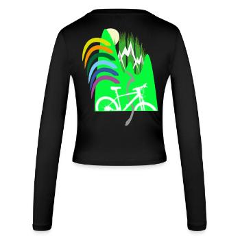 Piste cyclable montagnes arc-en-ciel - Manches longues slim fit Femme - noir - Dos - AI Model Female 172 light (172cm)