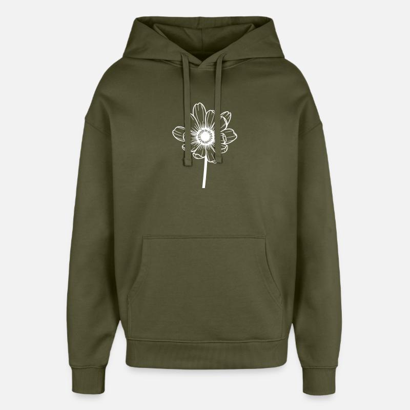 Fleur blanche graphique - Sweat à capuche unisexe Stanley/Stella Oversized - kaki