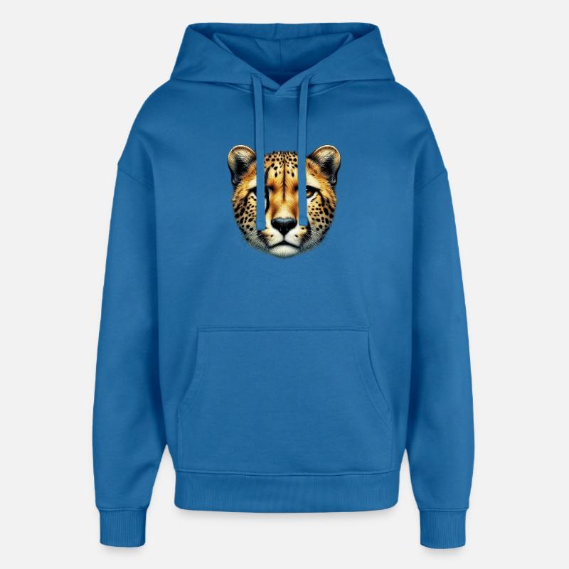 Guépard - Sweat à capuche unisexe Stanley/Stella Oversized - bleu attentif
