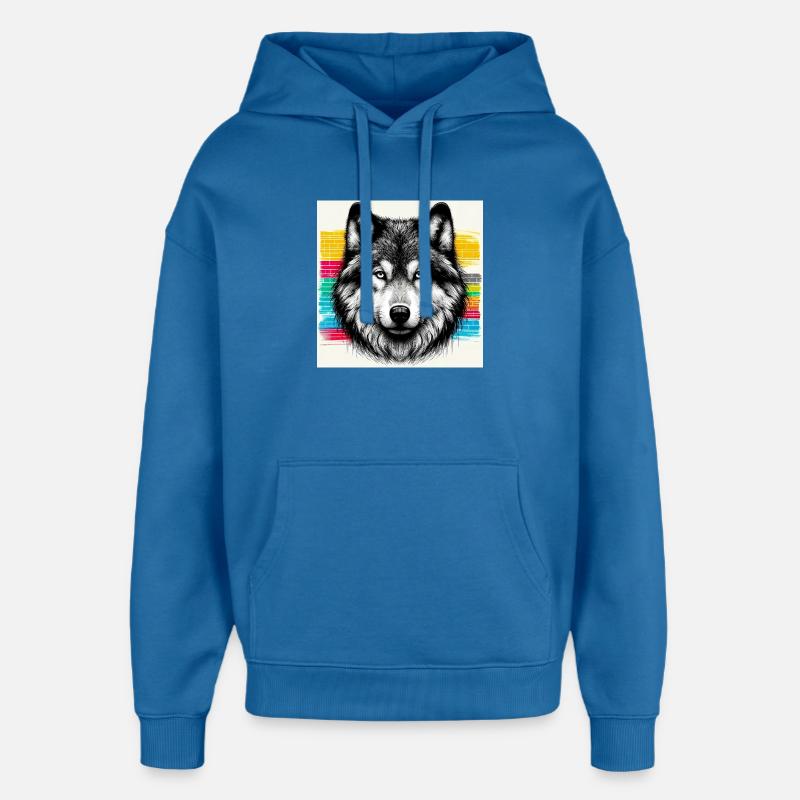 Loup - Sweat à capuche unisexe Stanley/Stella Oversized - bleu attentif