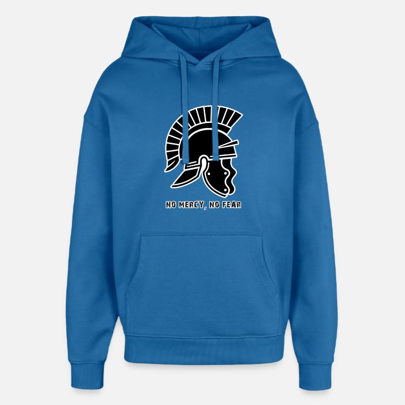 Casque guerrier noir Sans Pitié - Sweat à capuche unisexe Stanley/Stella Oversized - bleu attentif