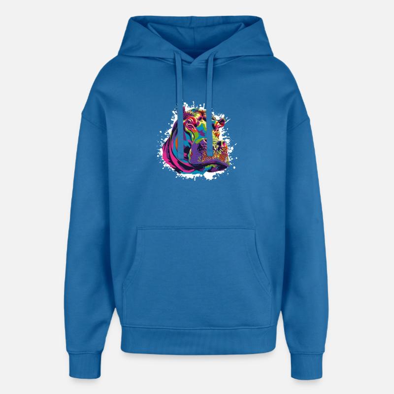 Hippo Art Comic - Sweat à capuche unisexe Stanley/Stella Oversized - bleu attentif