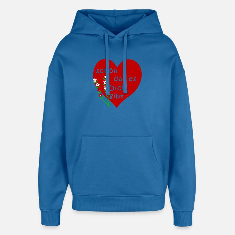 C’est bien que tu existes - Sweat à capuche unisexe Stanley/Stella Oversized - bleu attentif