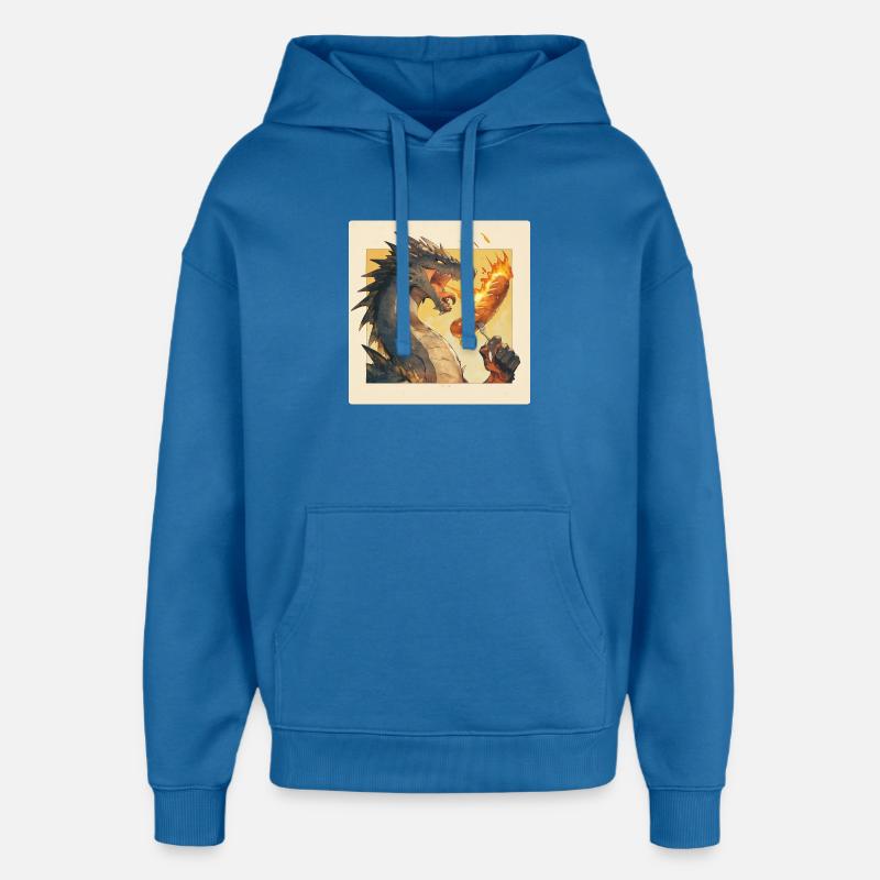 Dragon grille la bratwurst - Sweat à capuche unisexe Stanley/Stella Oversized - bleu attentif