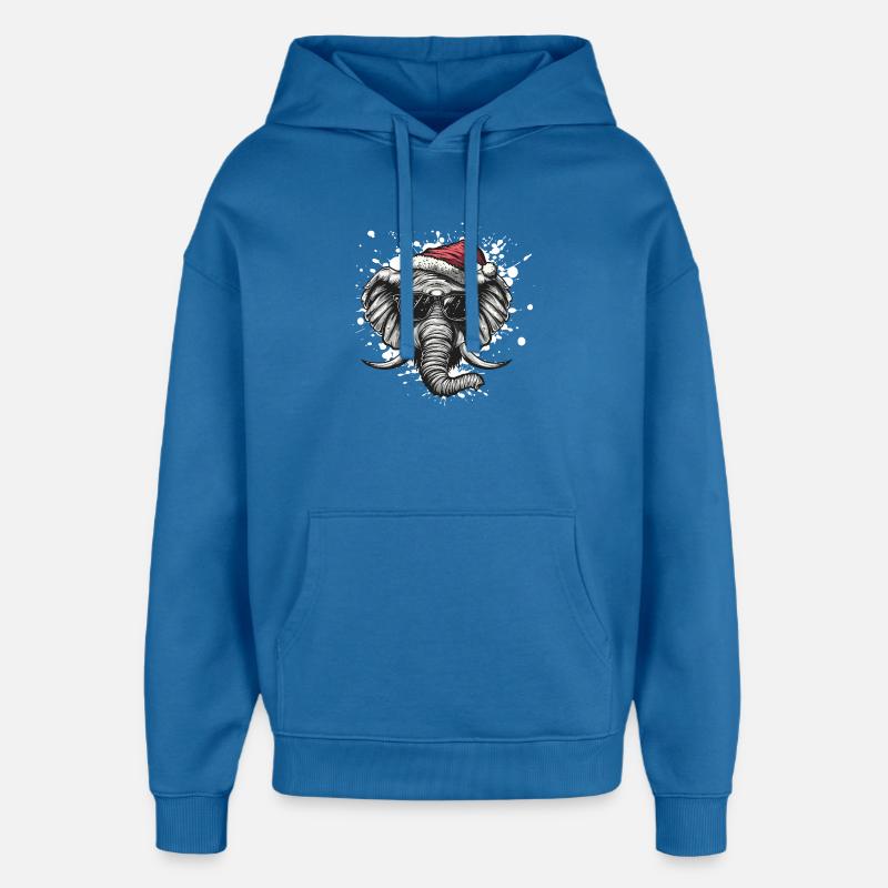 Éléphant Noël Drôle - Sweat à capuche unisexe Stanley/Stella Oversized - bleu attentif