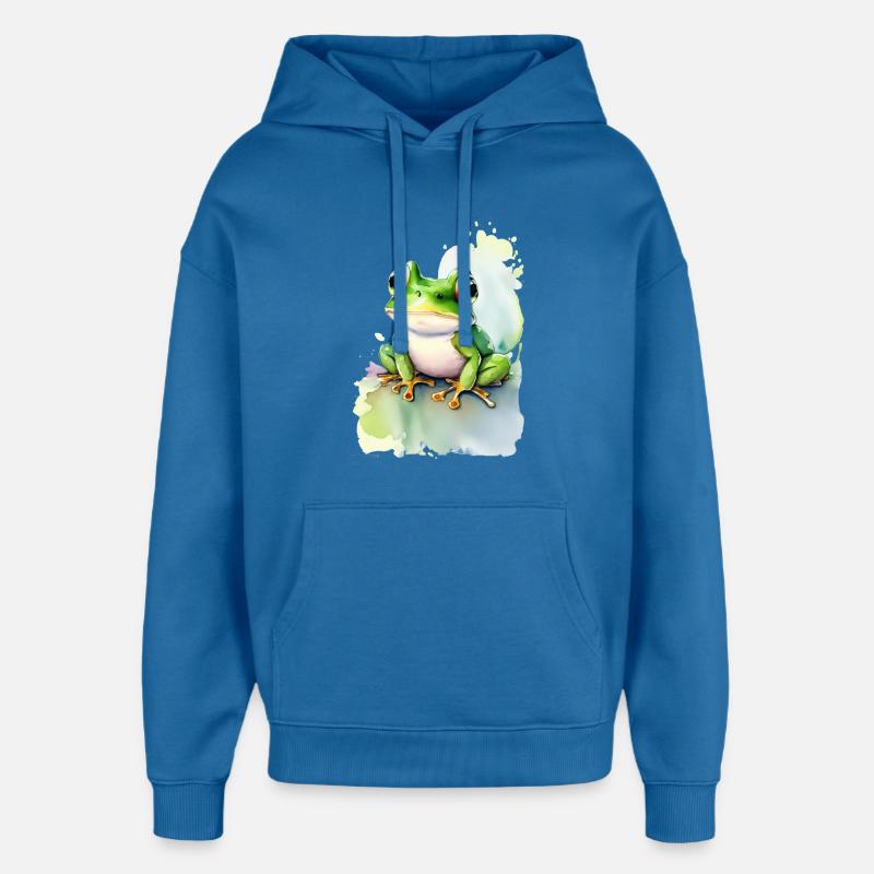 Grenouille - Sweat à capuche unisexe Stanley/Stella Oversized - bleu attentif