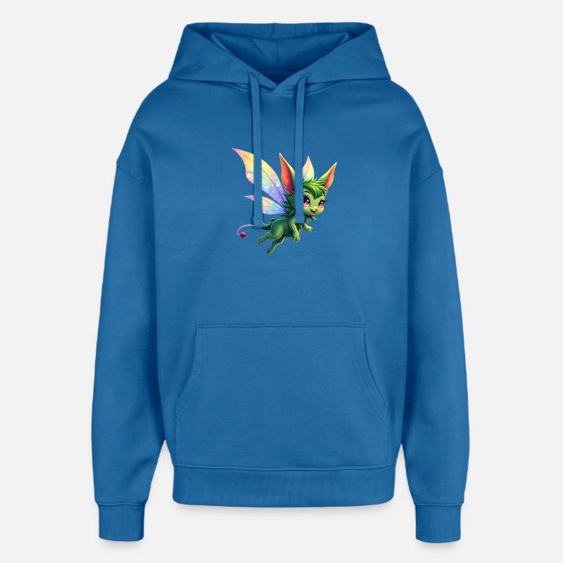 Dragon Vert aux ailes arc-en-ciel - Sweat à capuche unisexe Stanley/Stella Oversized - bleu attentif