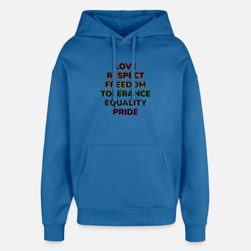 Fierté néon : Amour Respect Liberté - Sweat à capuche unisexe Stanley/Stella Oversized - bleu attentif