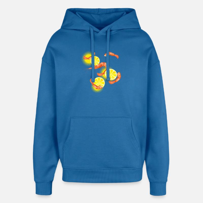 Garnelen oder Shrimps mit Zitronen Scheiben - Oversized Unisex Hoodie von Stanley/Stella - Achtsames Blau