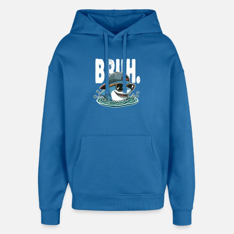 Requin swag surfeur Bruh - Sweat à capuche unisexe Stanley/Stella Oversized - bleu attentif