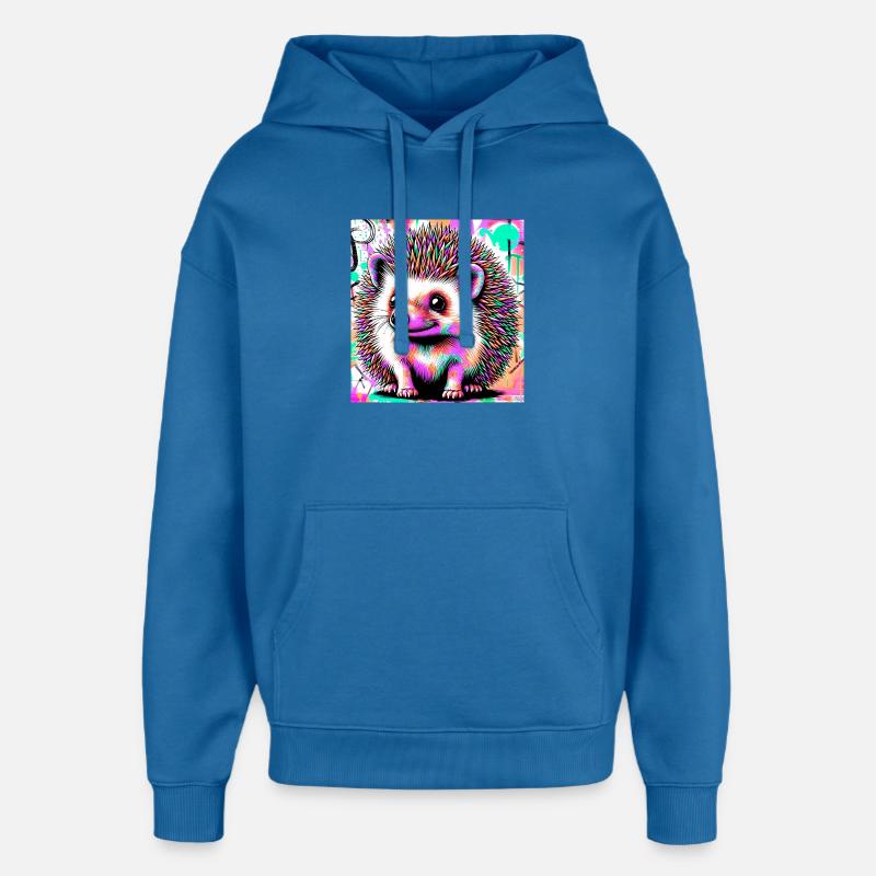 hérisson - Sweat à capuche unisexe Stanley/Stella Oversized - bleu attentif