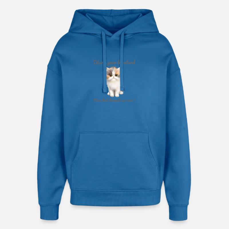 Mon chat dormait sur moi  - Sweat à capuche unisexe Stanley/Stella Oversized - bleu attentif