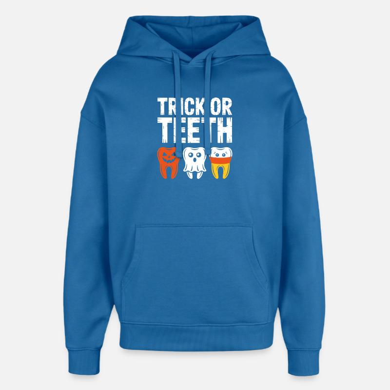Trick oder Teeth Halloween-Trio - Oversized Unisex Hoodie von Stanley/Stella - Achtsames Blau