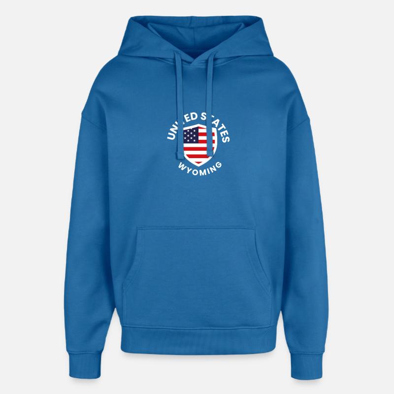 Bouclier uni du Wyoming - Sweat à capuche unisexe Stanley/Stella Oversized - bleu attentif