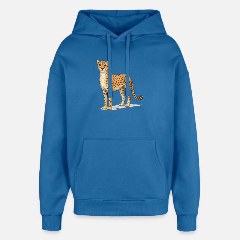 Illustration de bande dessinée guépard - Sweat à capuche unisexe Stanley/Stella Oversized - bleu attentif