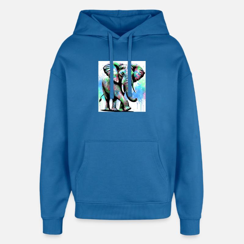 éléphant - Sweat à capuche unisexe Stanley/Stella Oversized - bleu attentif