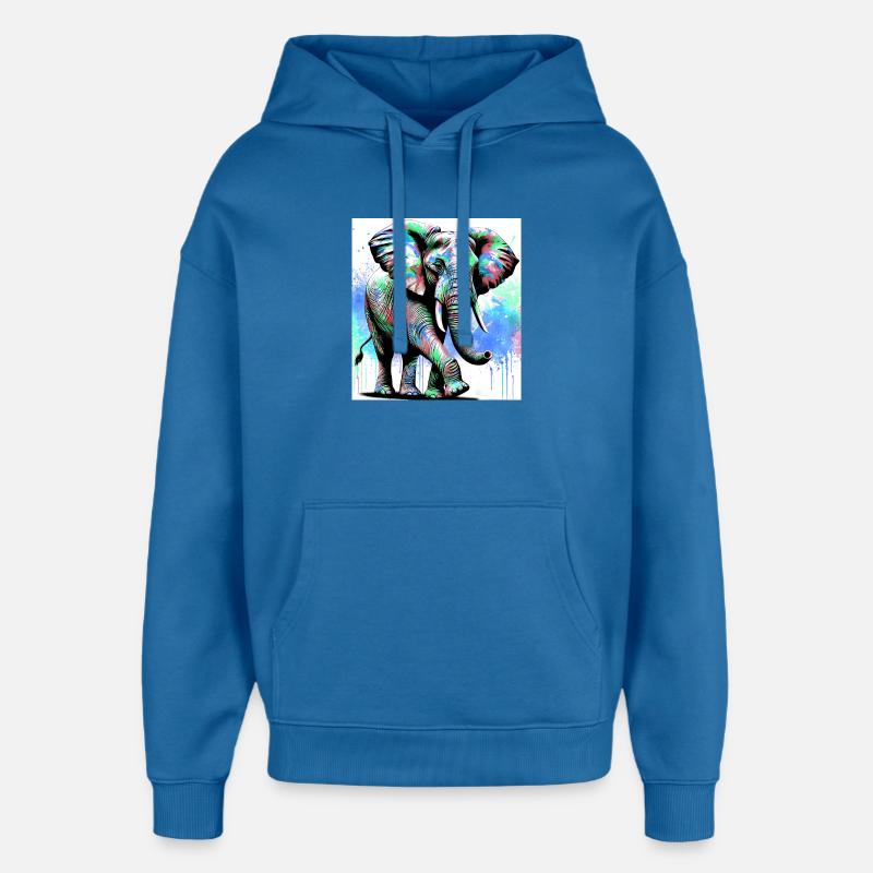 éléphant - Sweat à capuche unisexe Stanley/Stella Oversized - bleu attentif