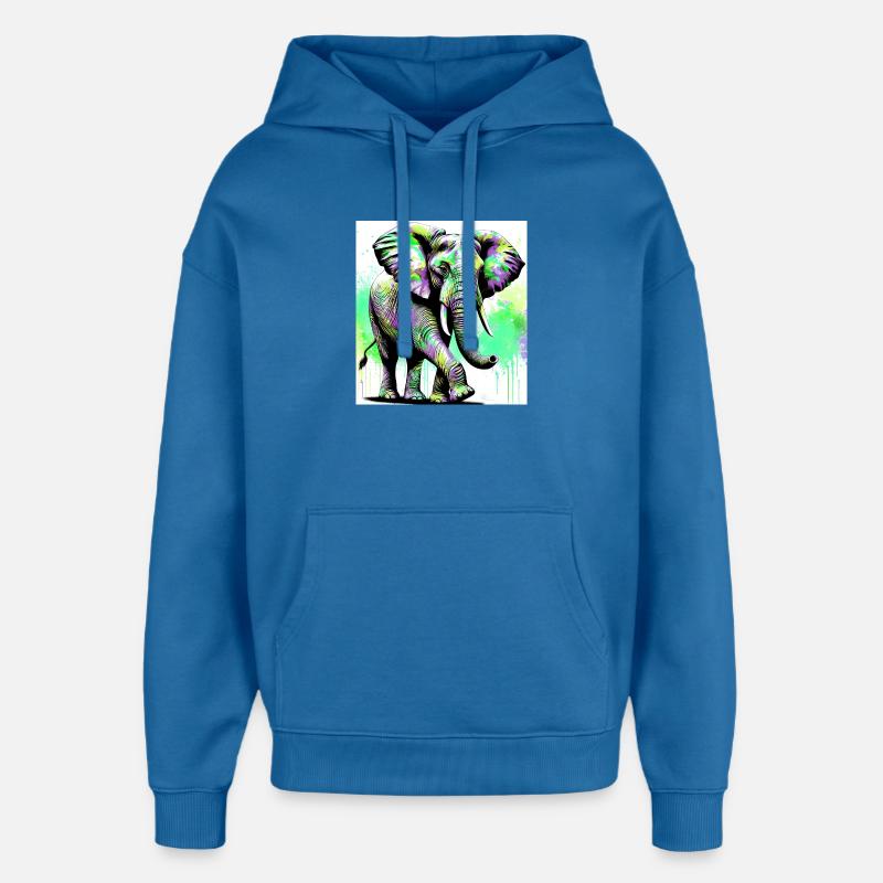 éléphant - Sweat à capuche unisexe Stanley/Stella Oversized - bleu attentif