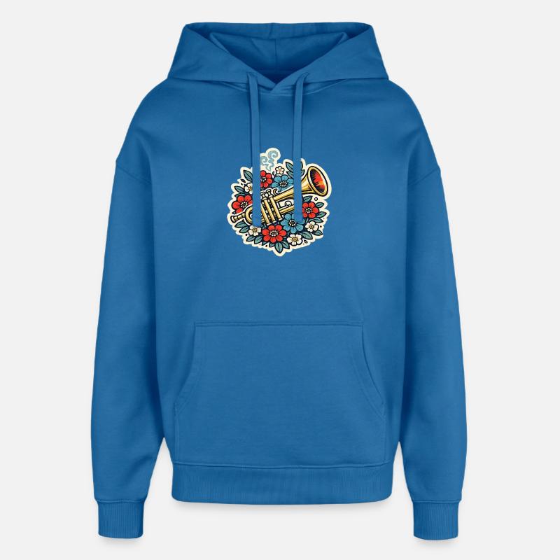 Explosion florale de trompette - Sweat à capuche unisexe Stanley/Stella Oversized - bleu attentif