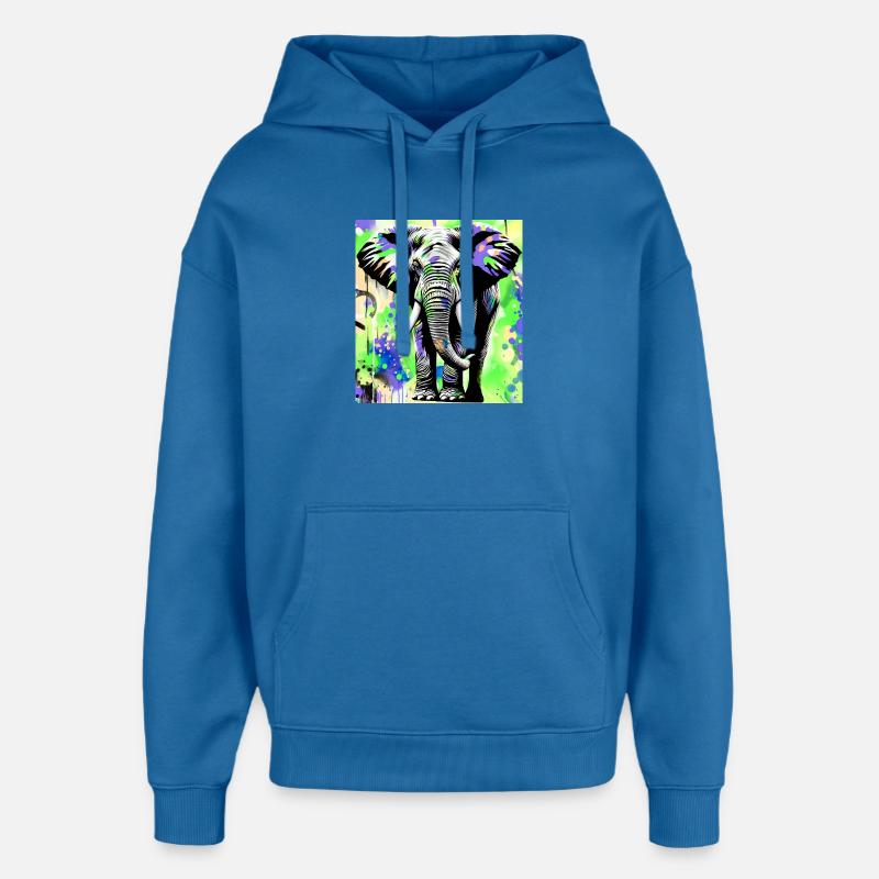 éléphant - Sweat à capuche unisexe Stanley/Stella Oversized - bleu attentif