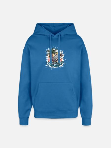 Delfin Sommer Urlaub - Oversized Unisex Hoodie von Stanley/Stella - Achtsames Blau
