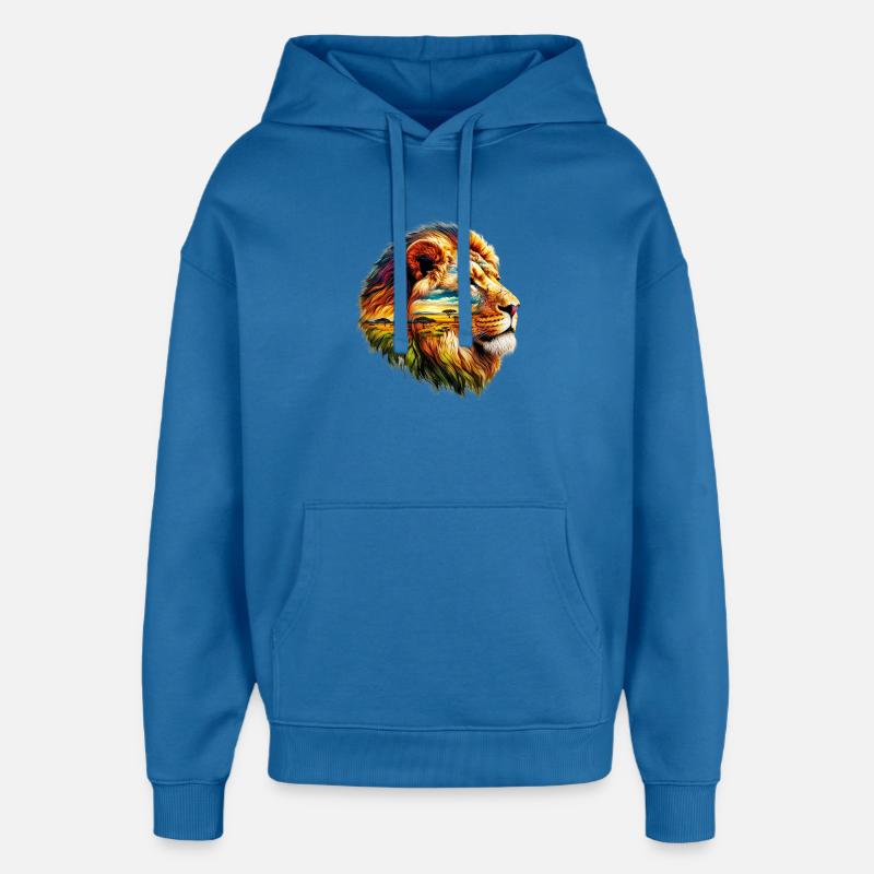 Lion - Sweat à capuche unisexe Stanley/Stella Oversized - bleu attentif