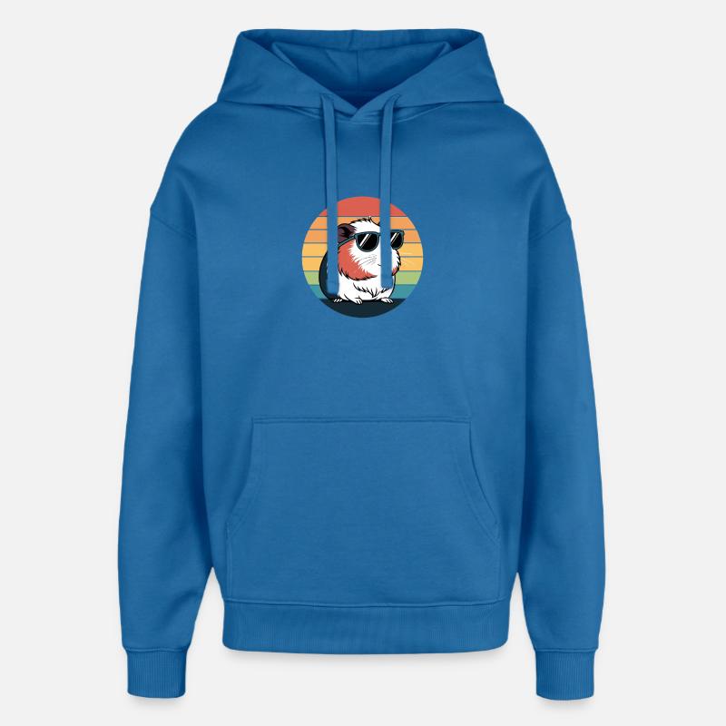 Cochon d’Inde Rétro à Lunettes - Sweat à capuche unisexe Stanley/Stella Oversized - bleu attentif