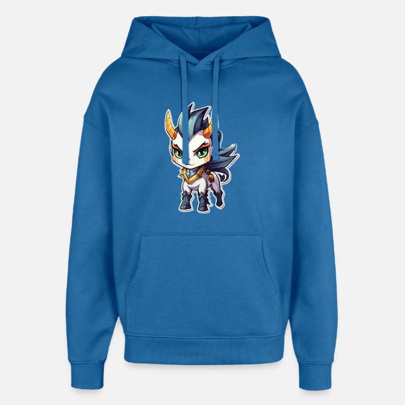 Cheval Démon Chibi - Sweat à capuche unisexe Stanley/Stella Oversized - bleu attentif