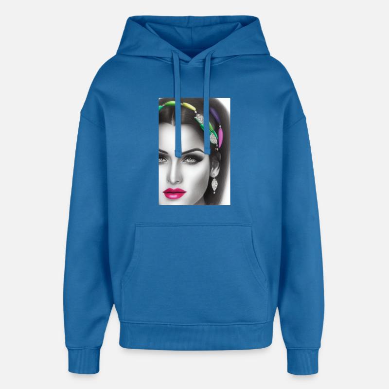 Femme avec des bijoux - Sweat à capuche unisexe Stanley/Stella Oversized - bleu attentif